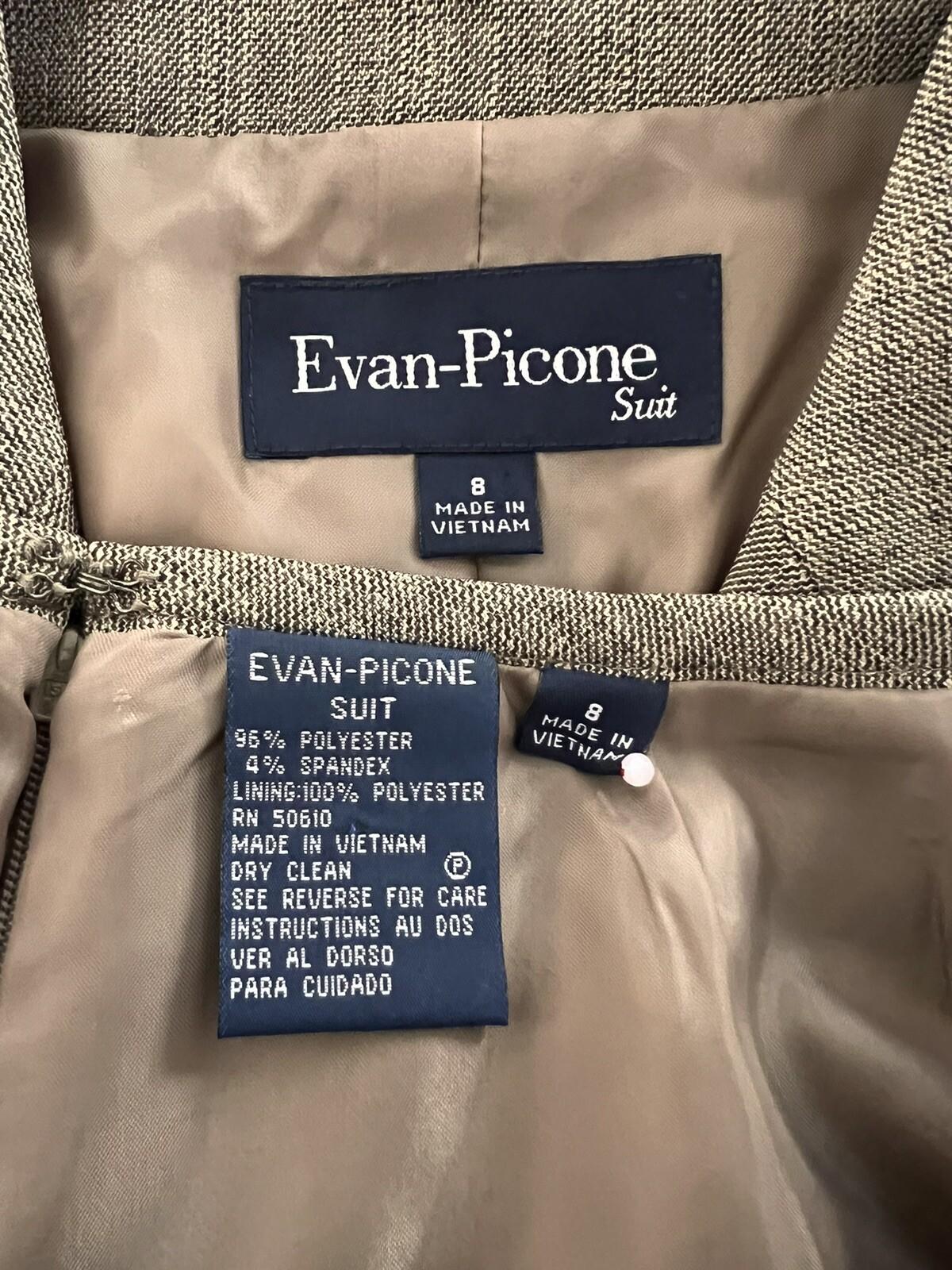 EVAN PICONE Women 2PC Peanut Polyester Stretch Lined Skirt Suit Size 8