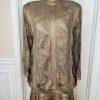 DAMIANOU Vtg Gold Metallic Lace Crochet Turtleneck Drop Waist Party Dress Size L