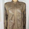 DAMIANOU Vtg Gold Metallic Lace Crochet Turtleneck Drop Waist Party Dress Size L