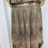 DAMIANOU Vtg Gold Metallic Lace Crochet Turtleneck Drop Waist Party Dress Size L