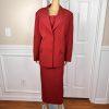 BEN MARC INT Polyester Metallic Skirt Suit Size 14 Red Lined Cocktail 2PC New