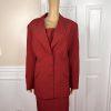 BEN MARC INT Polyester Metallic Skirt Suit Size 14 Red Lined Cocktail 2PC New
