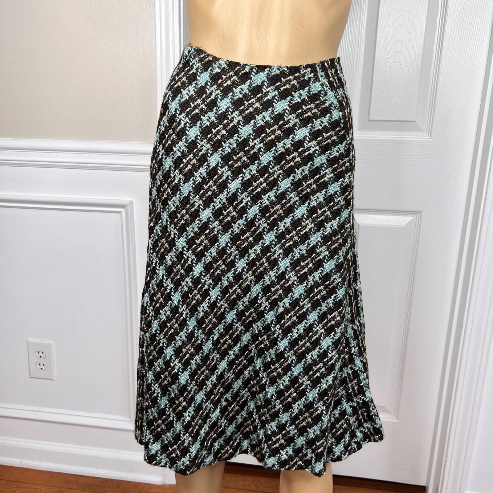 10-1691.jpg TAPE MEASURE 2PC Multicolor Tweed Lined Career Cocktail Flare Skirt Suit Size 4