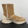 COACH Portia Winter Suede Boots Size 9B Tan Plush Shearling Spill Seams Sporty