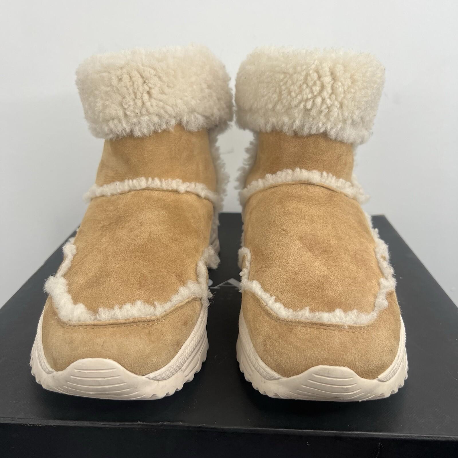 COACH Portia Winter Suede Boots Size 9B Tan Plush Shearling Spill Seams Sporty
