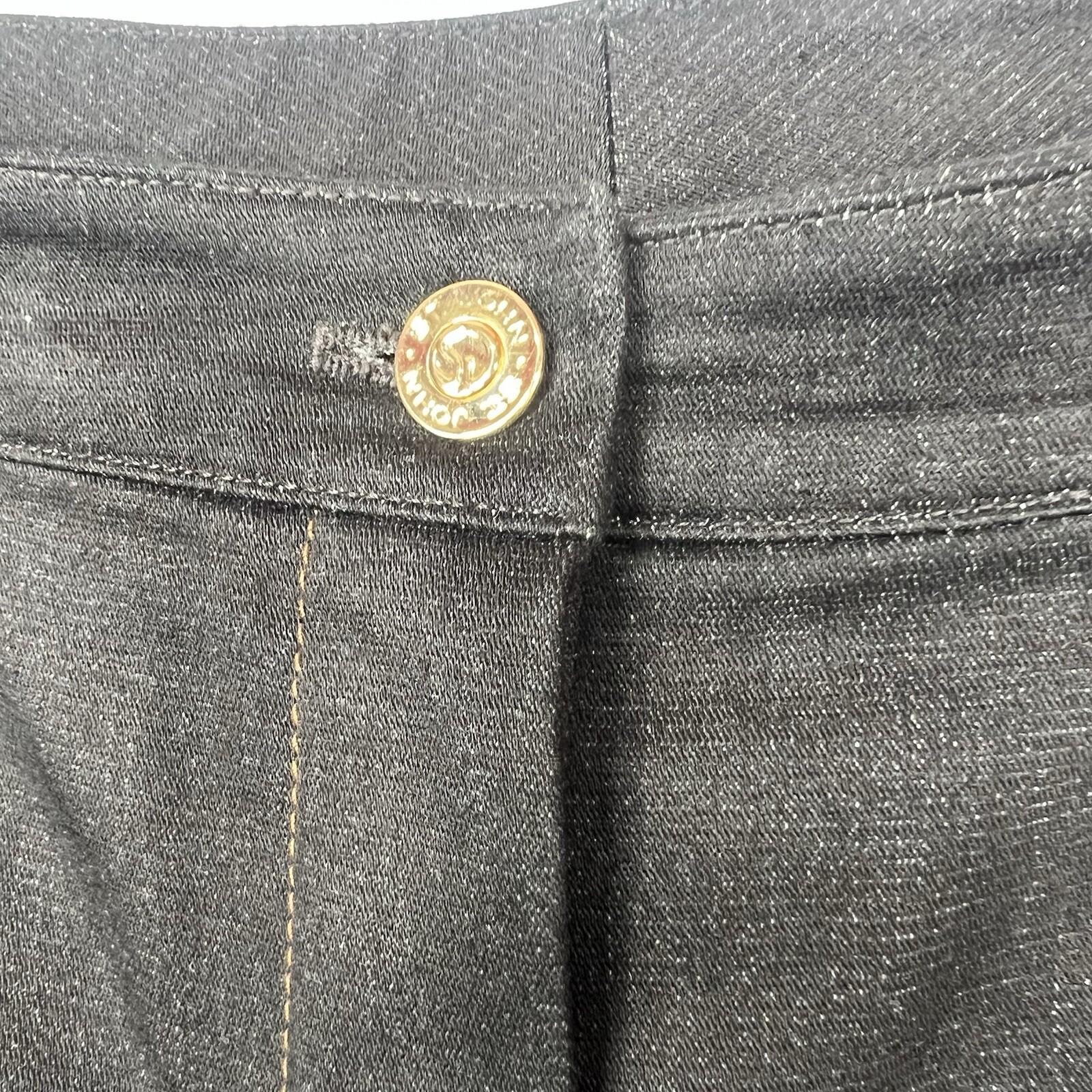 St John Collection Cotton Blend Denim Pants Size 16 Black Jeans Straight leg