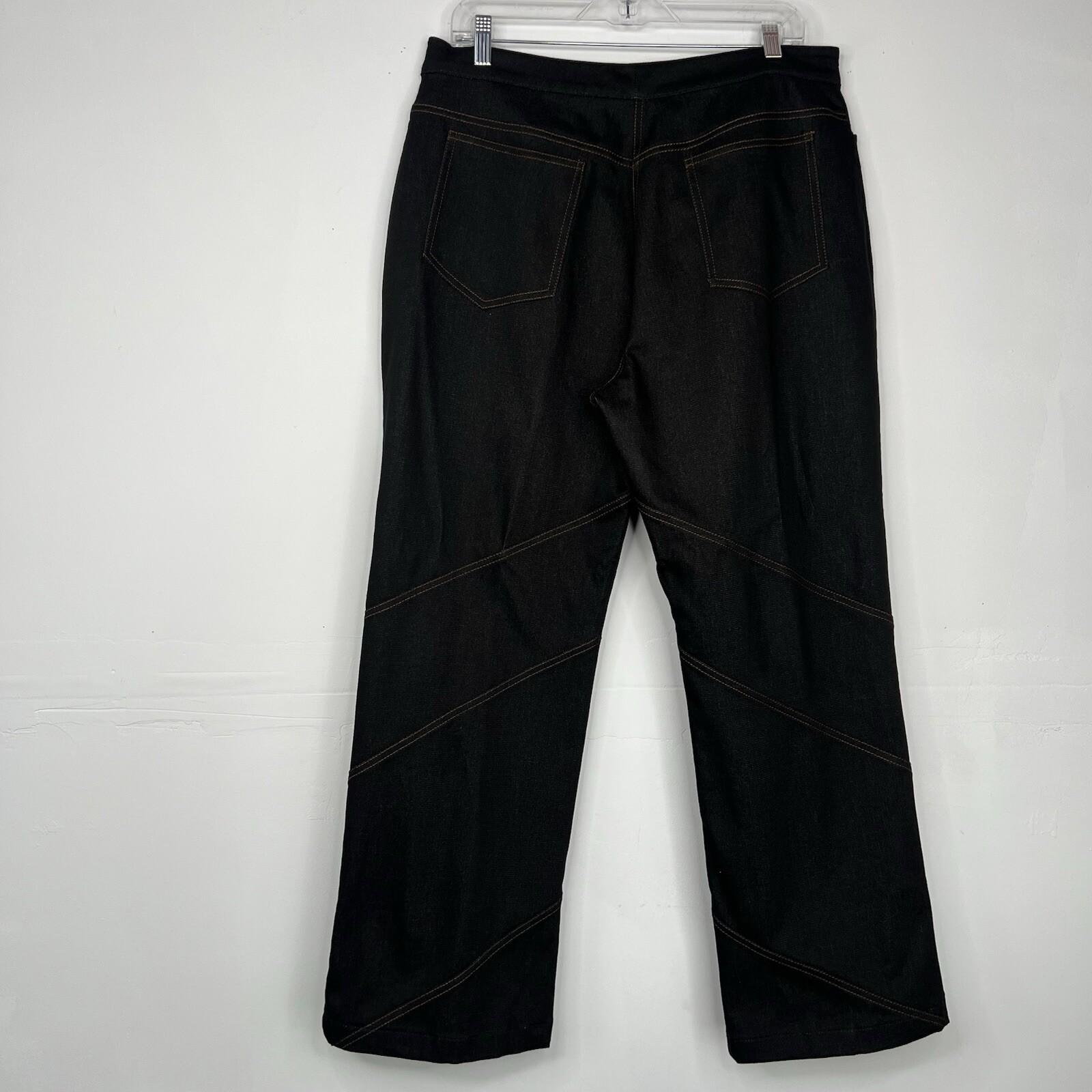 St John Collection Cotton Blend Denim Pants Size 16 Black Jeans Straight leg