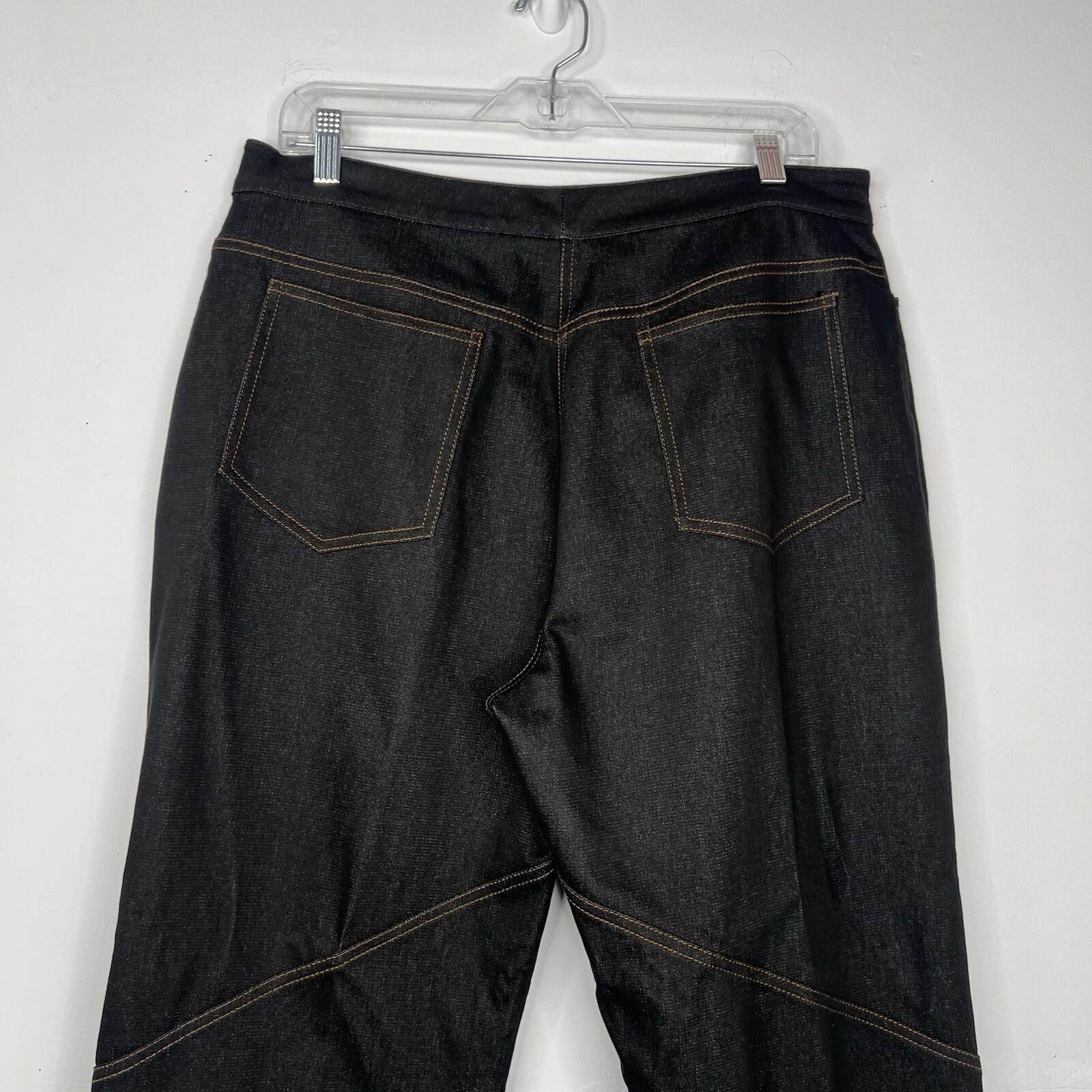 St John Collection Cotton Blend Denim Pants Size 16 Black Jeans Straight leg