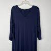 Eileen Fisher Jersey Dress Size XL Navy 3/4 Sleeves Asymmetrical Lagenlook Midi