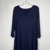 Eileen Fisher Jersey Dress Size XL Navy 3/4 Sleeves Asymmetrical Lagenlook Midi