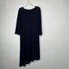 Eileen Fisher Jersey Dress Size XL Navy 3/4 Sleeves Asymmetrical Lagenlook Midi
