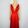 Venus Satin Gown Dress Size 6 Red Sleek Sexy Maxi Plunging Neckline Open Back