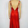 Venus Satin Gown Dress Size 6 Red Sleek Sexy Maxi Plunging Neckline Open Back