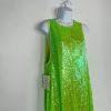 New Free People Starbright Sequin Jumpsuit  Size M Neon Green Wide Leg Lined