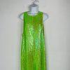 New Free People Starbright Sequin Jumpsuit  Size M Neon Green Wide Leg Lined