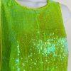 New Free People Starbright Sequin Jumpsuit  Size M Neon Green Wide Leg Lined