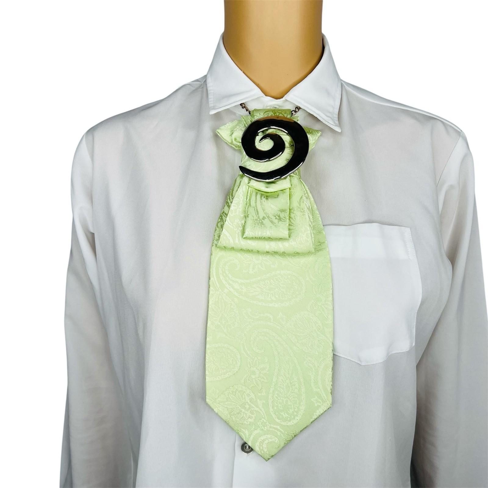 Elegant Handcrafted Necktie Necklace with a Detachable Brooch Effortlessly Chic