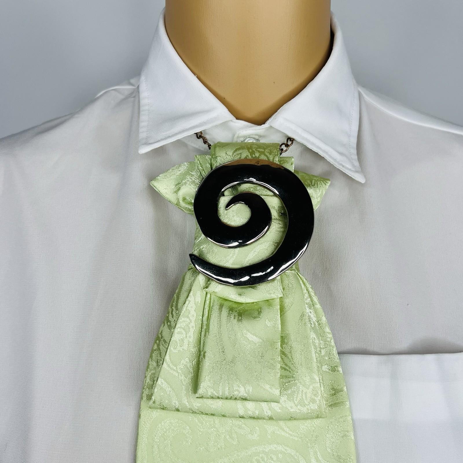Elegant Handcrafted Necktie Necklace with a Detachable Brooch Effortlessly Chic