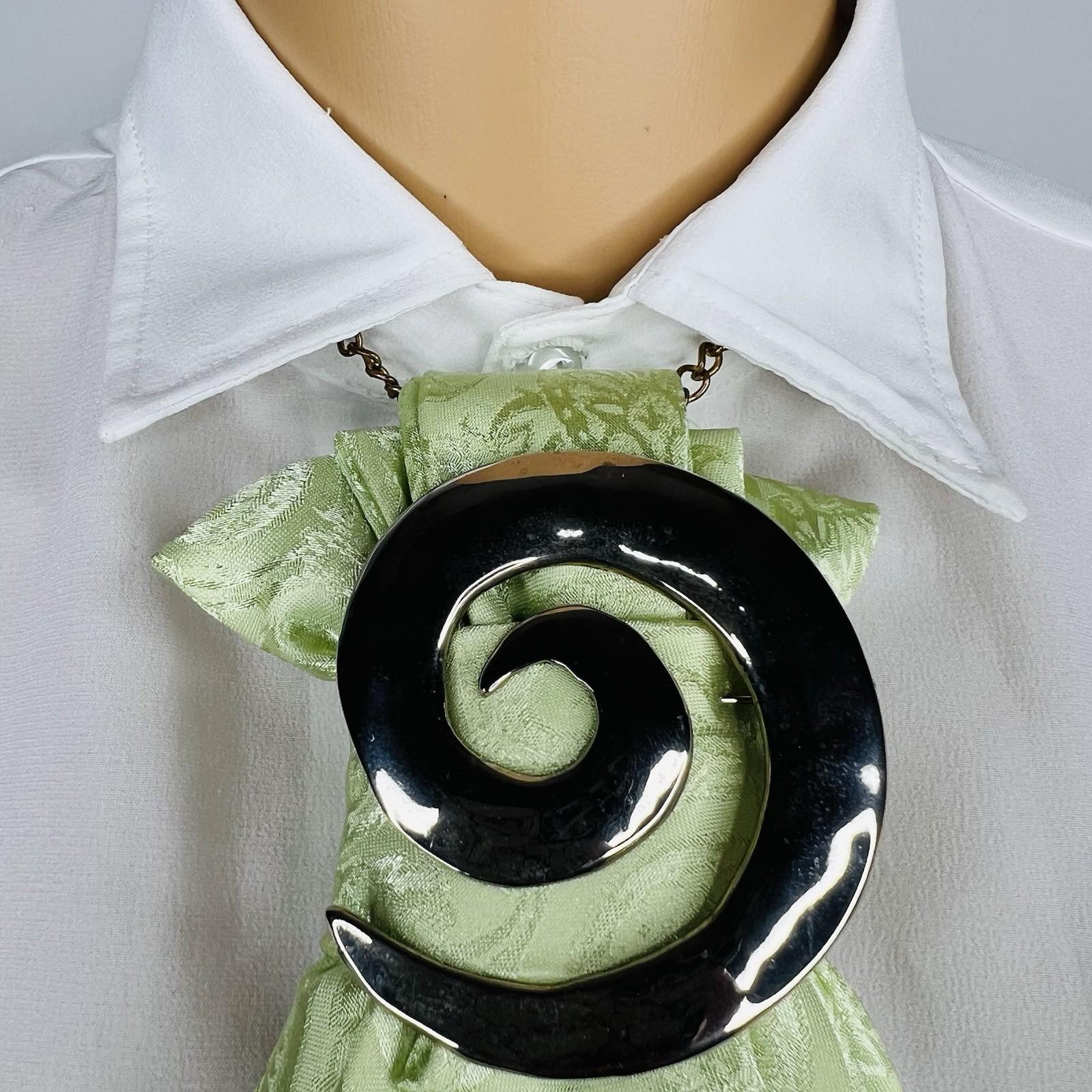 Elegant Handcrafted Necktie Necklace with a Detachable Brooch Effortlessly Chic