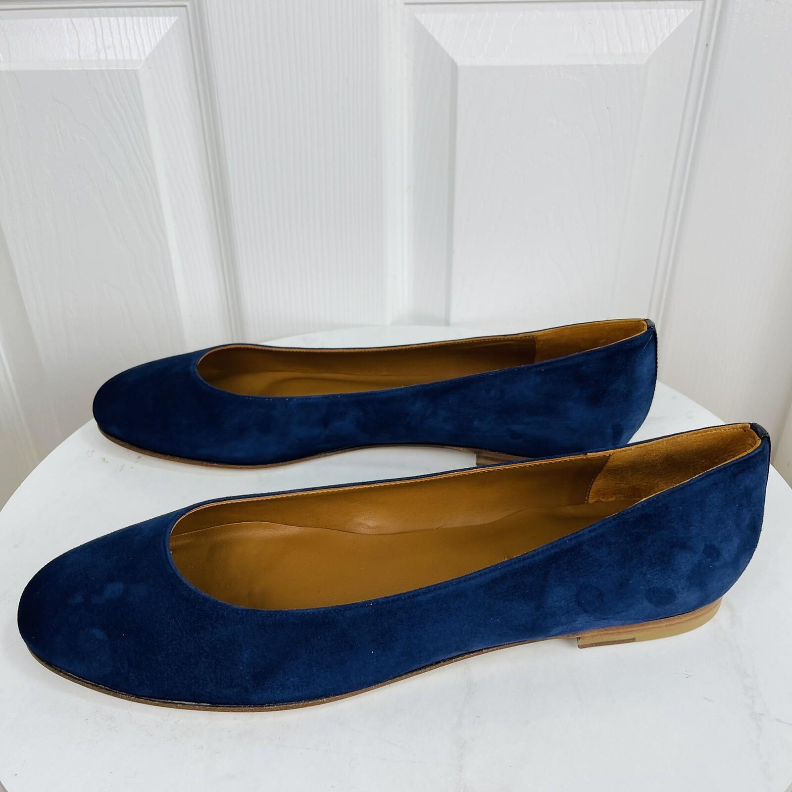 New MARGAUX Navy Blue Suede Classic Flats Round Toes Shoes Sz US 12.5 MSRP 8