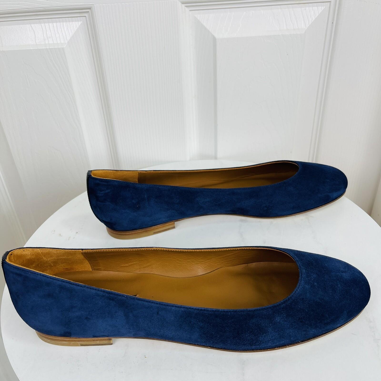 New MARGAUX Navy Blue Suede Classic Flats Round Toes Shoes Sz US 12.5 MSRP 8