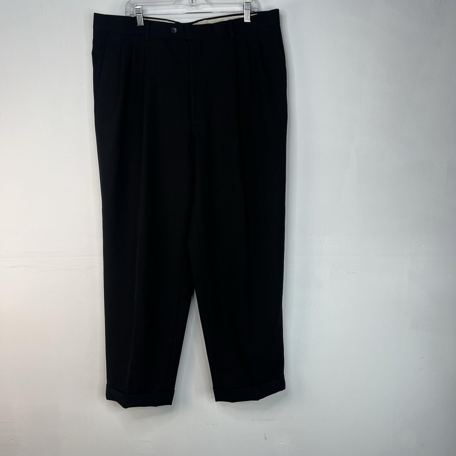 Monsieur by Givenchy Wool Solid Black Pants Size 40x29 Pleated Luxury Trousers