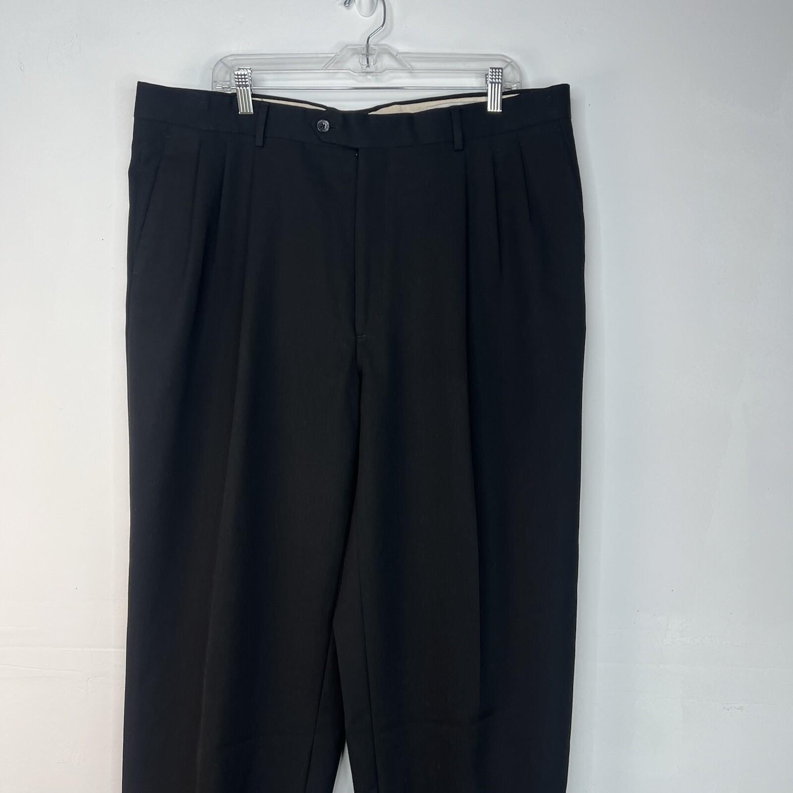 Monsieur by Givenchy Wool Solid Black Pants Size 40x29 Pleated Luxury Trousers