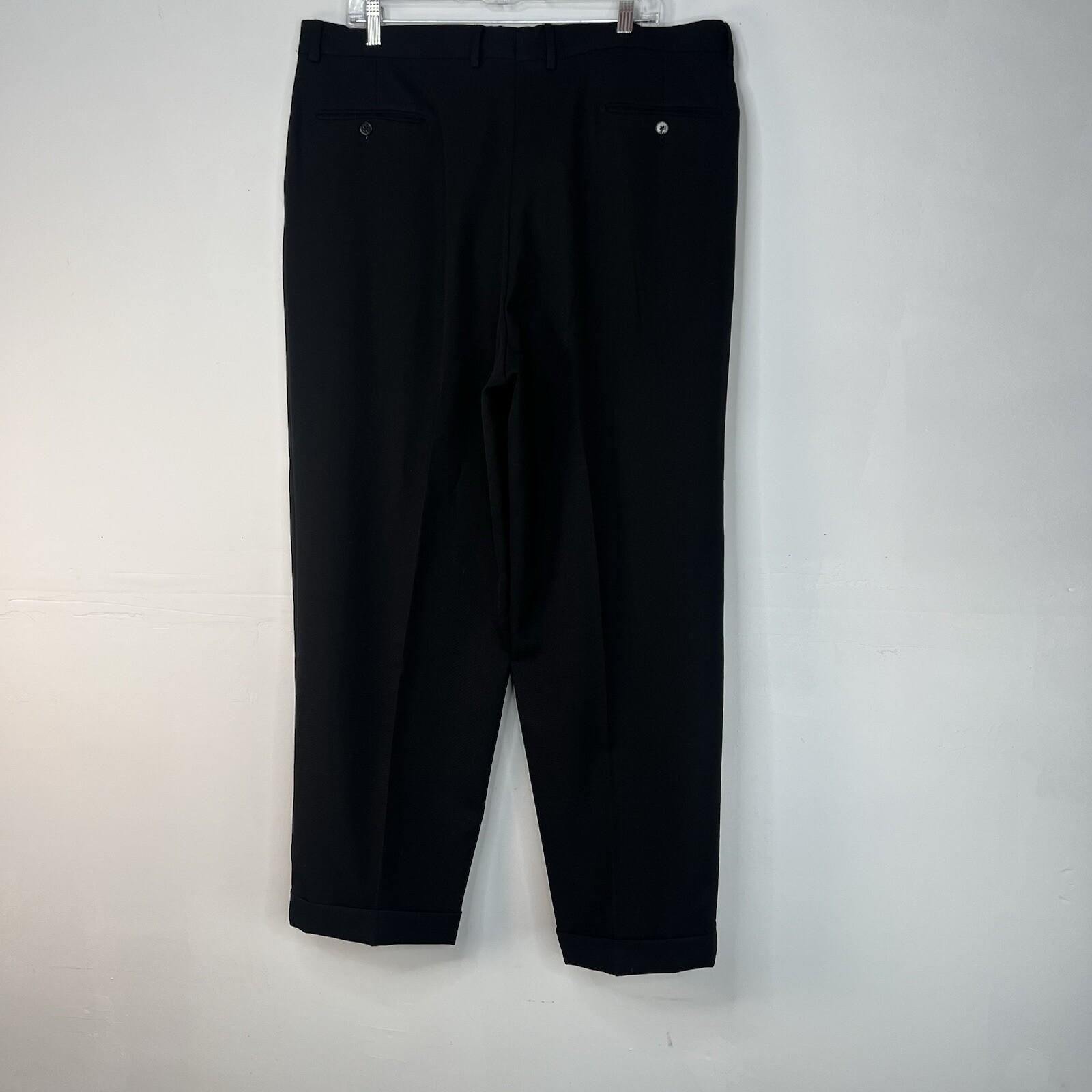 Monsieur by Givenchy Wool Solid Black Pants Size 40x29 Pleated Luxury Trousers