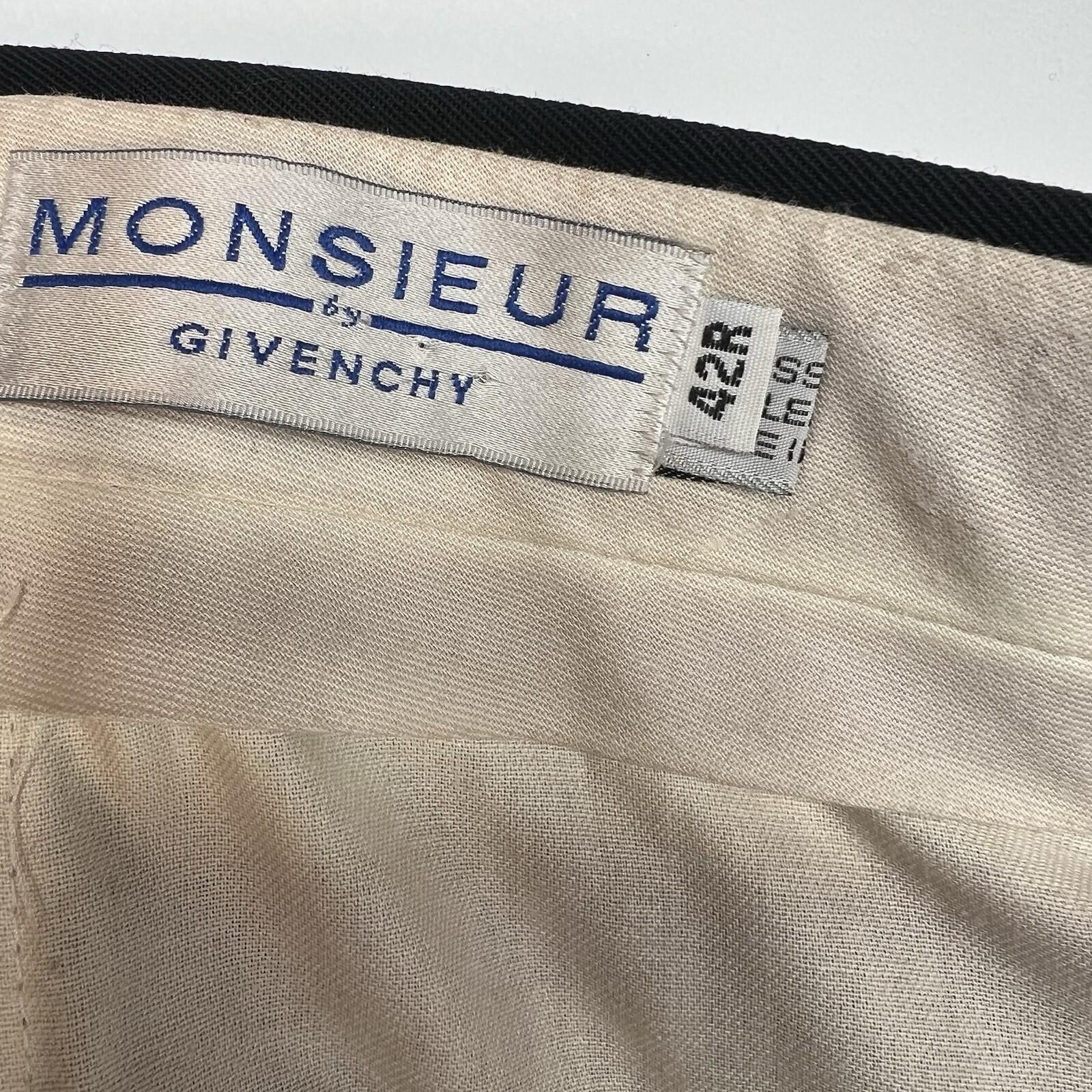 Monsieur by Givenchy Wool Solid Black Pants Size 40x29 Pleated Luxury Trousers