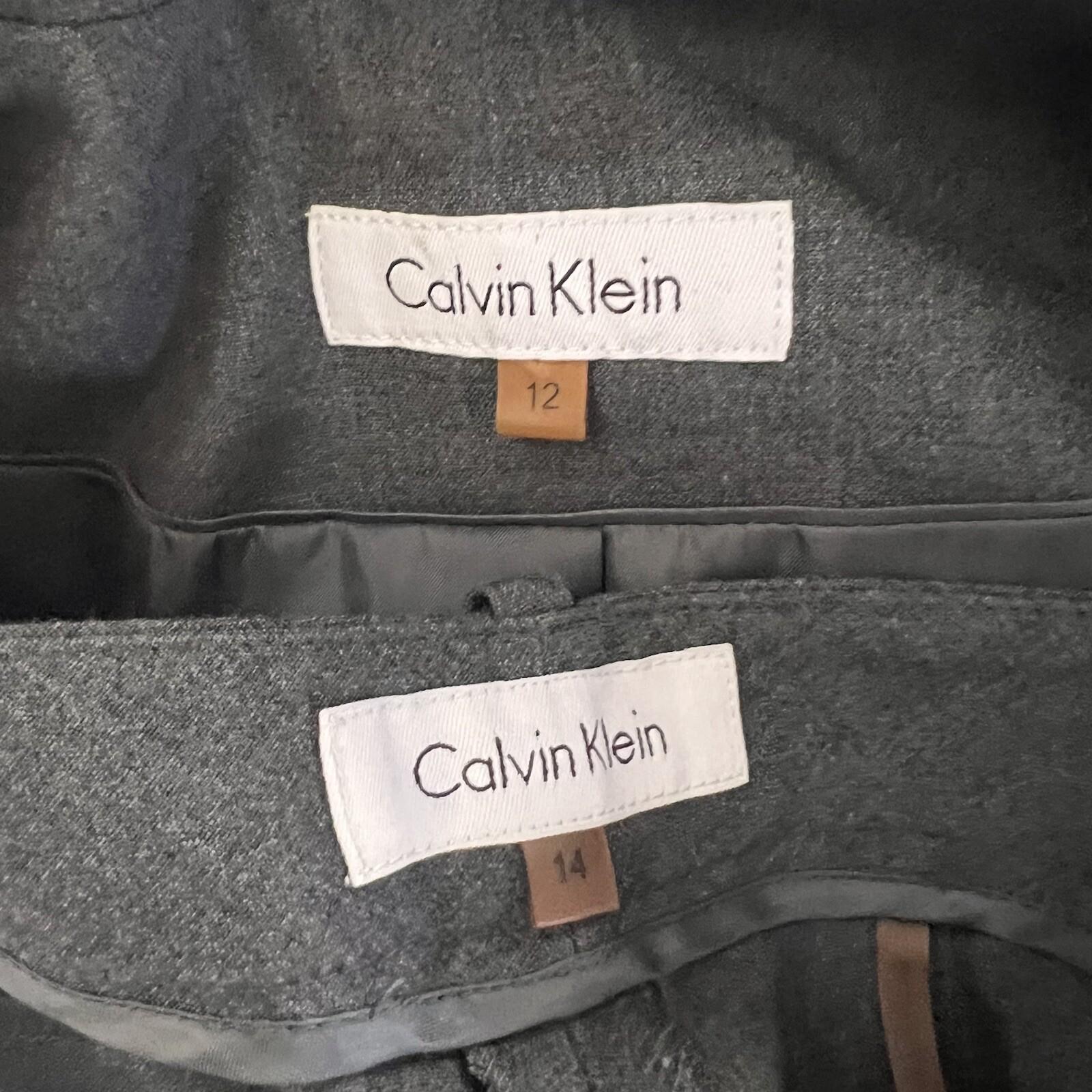 CALVIN KLEIN 2PC Gray Polyester Rayon Spandex Mismatch Pant (SZ 14) Suit (SZ 12)