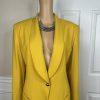 10-1787.jpg Tahari Vintage Women Wool Spandex Skirt Suit 12 Canary Lined Shawl Collar 2PC