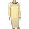 Le Suit Polyester Skirt Suit Size 18W Yellow Gold Collarless 3/4 Sleeves 2PC New