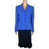 LE SUIT 2PC Black Blue Polyester Lined Cocktail Business Skirt Suit Size 8