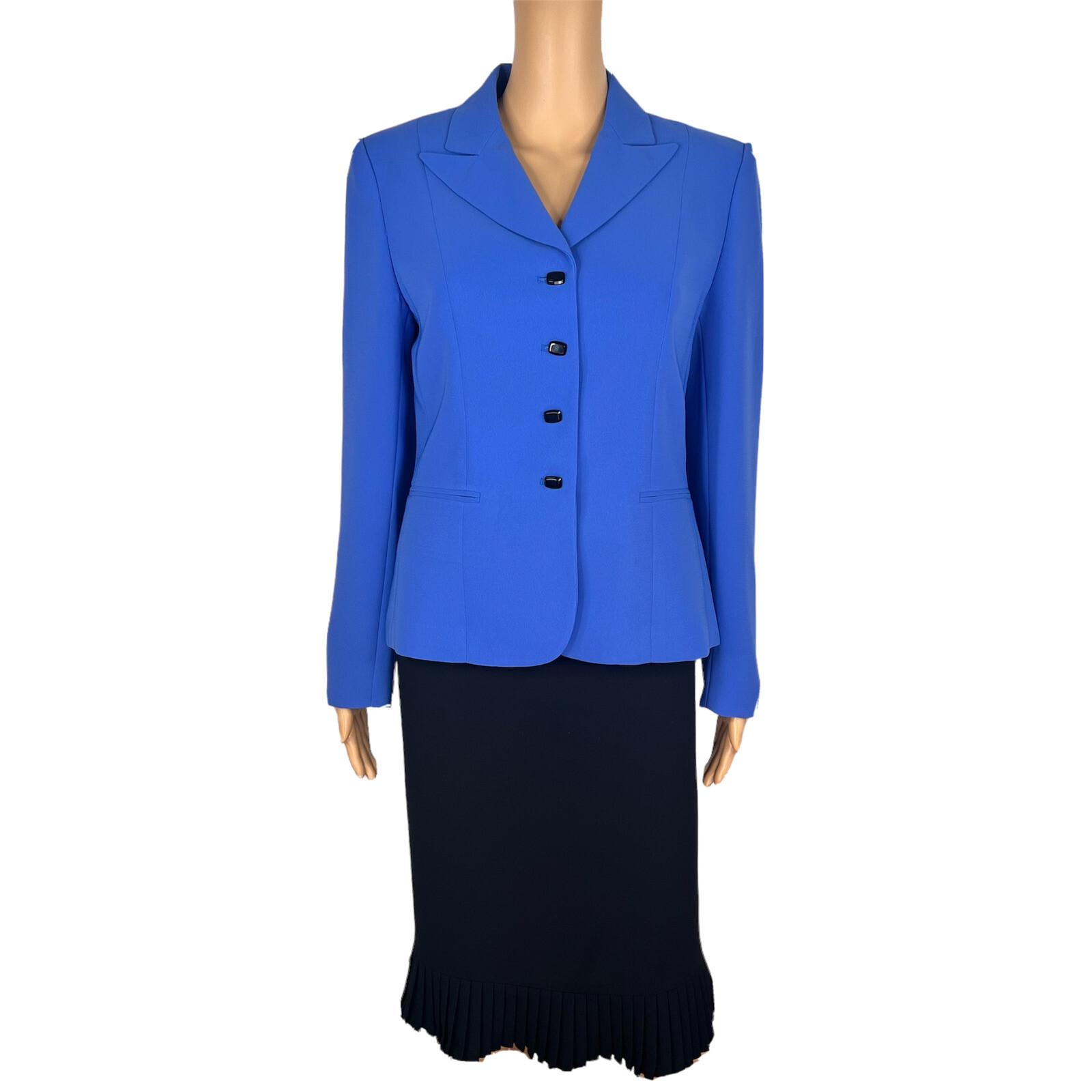 LE SUIT 2PC Black Blue Polyester Lined Cocktail Business Skirt Suit Size 8