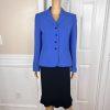 LE SUIT 2PC Black Blue Polyester Lined Cocktail Business Skirt Suit Size 8