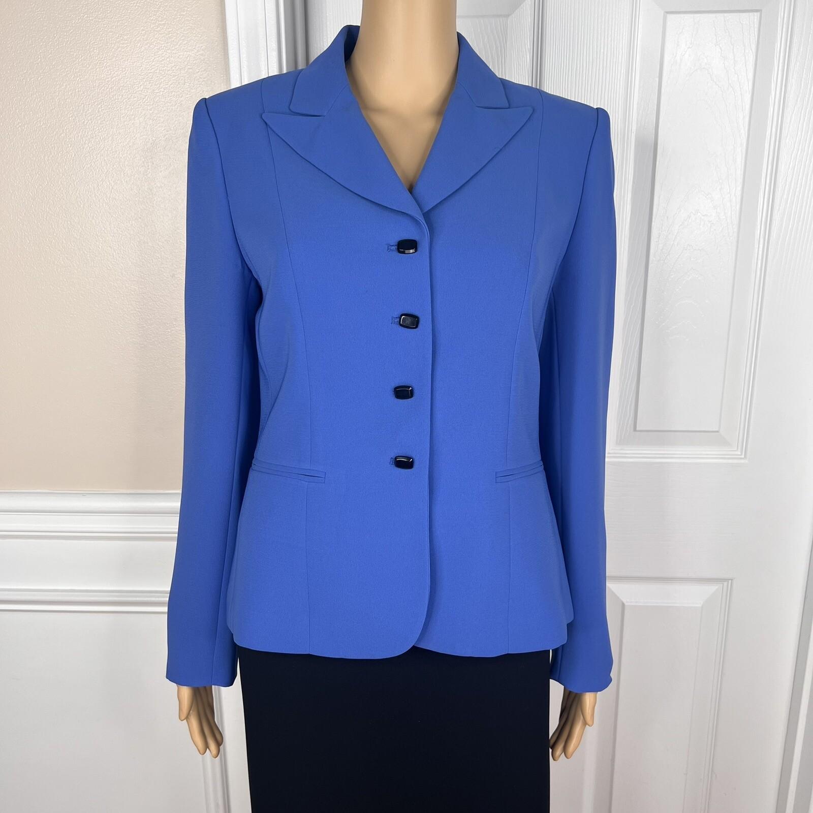 LE SUIT 2PC Black Blue Polyester Lined Cocktail Business Skirt Suit Size 8