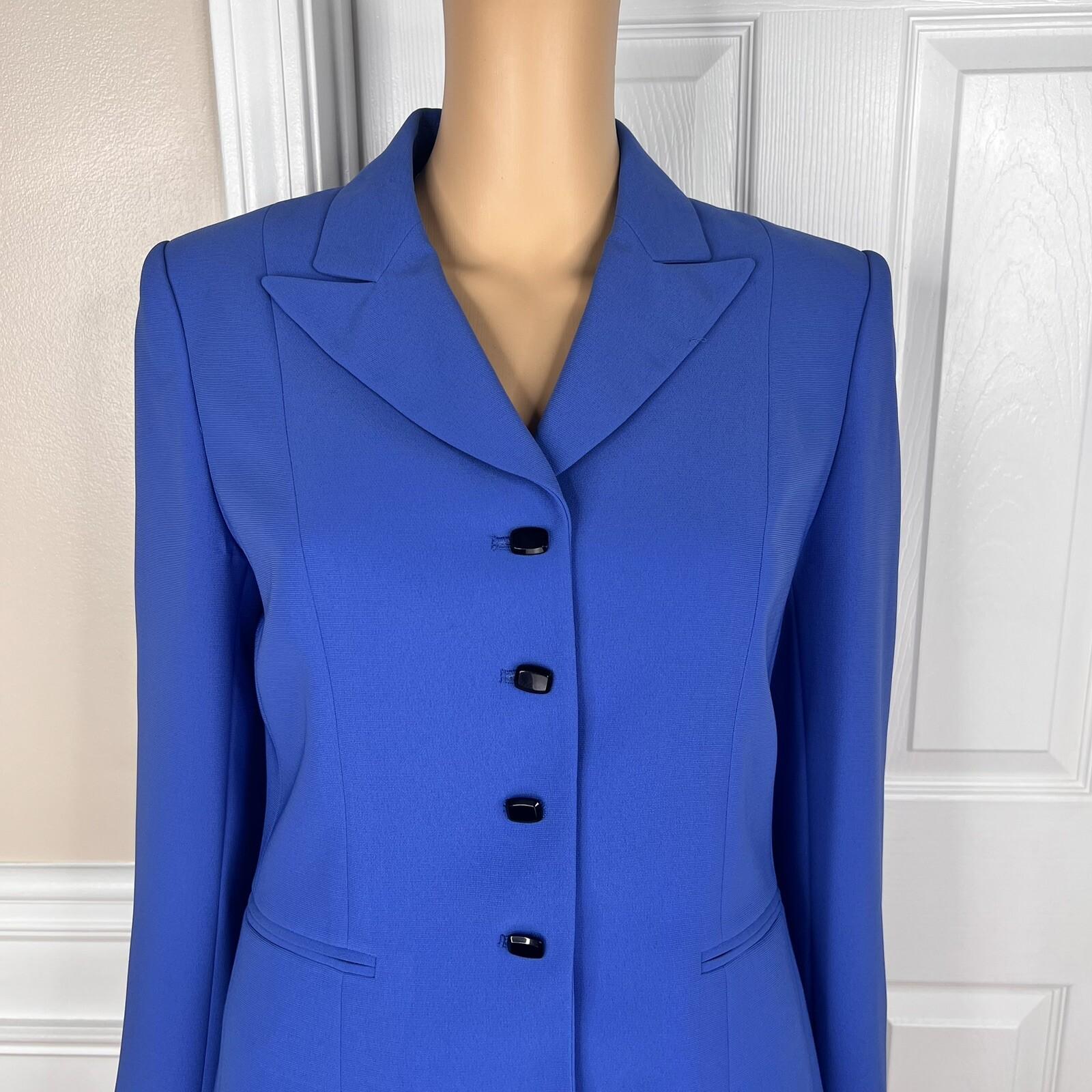 LE SUIT 2PC Black Blue Polyester Lined Cocktail Business Skirt Suit Size 8