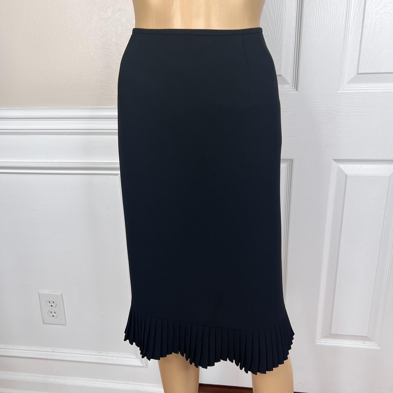 LE SUIT 2PC Black Blue Polyester Lined Cocktail Business Skirt Suit Size 8