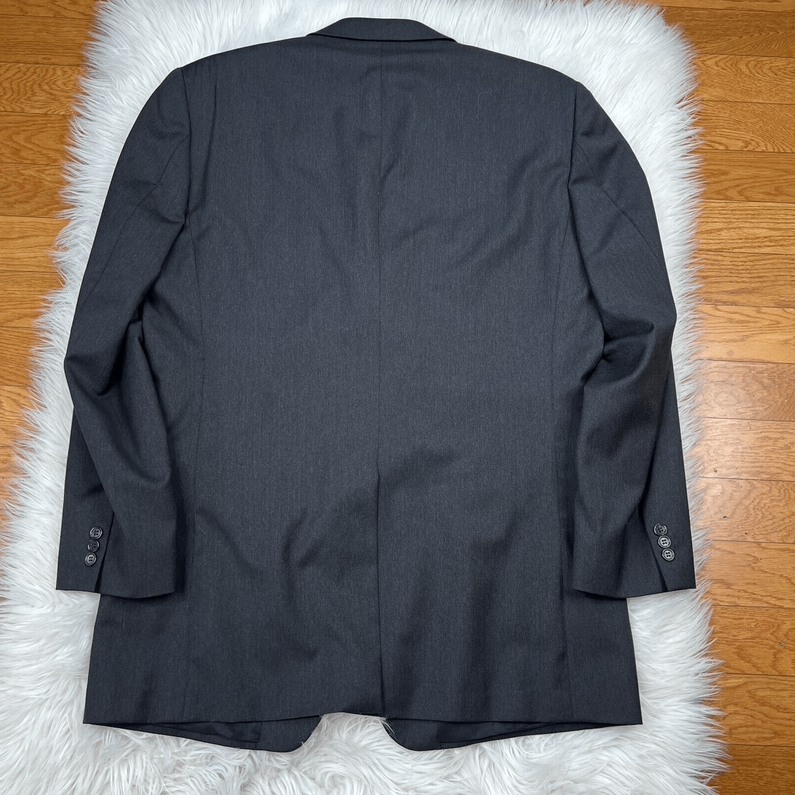 JoS A Bank Men Wool Suit 46 Pants 40x32 Charcoal Notch Lapel One Vent Career 2PC