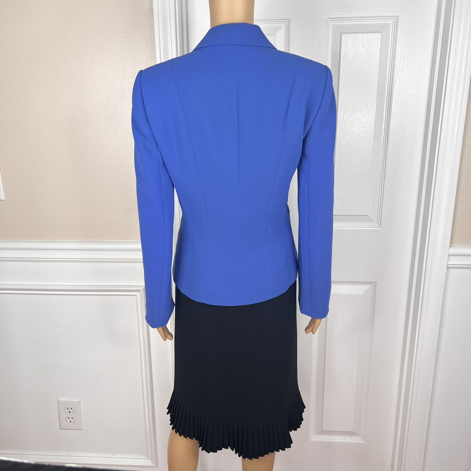 LE SUIT 2PC Black Blue Polyester Lined Cocktail Business Skirt Suit Size 8