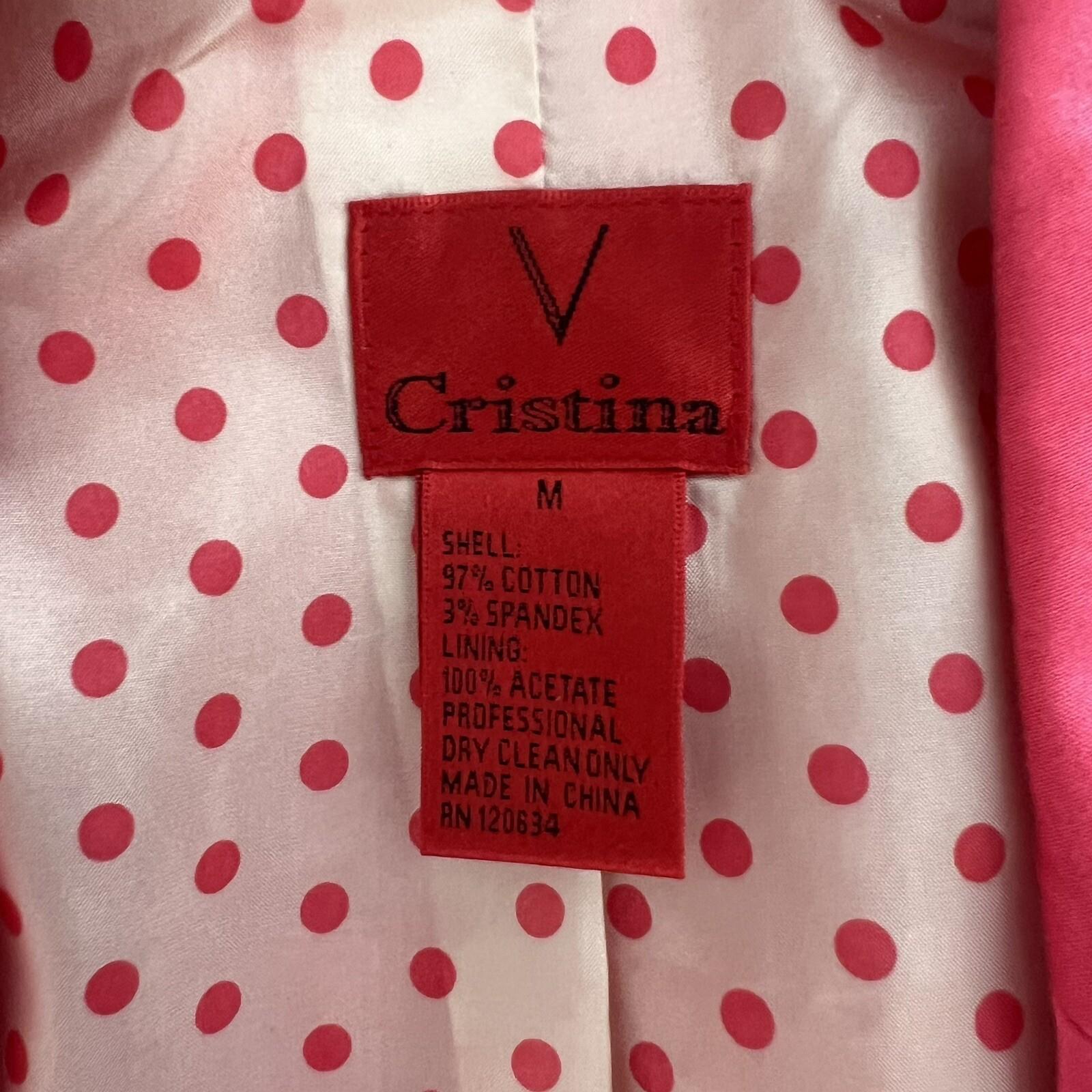 CRISTINA Women Cotton Spandex Lined Career Business Blazer Size M