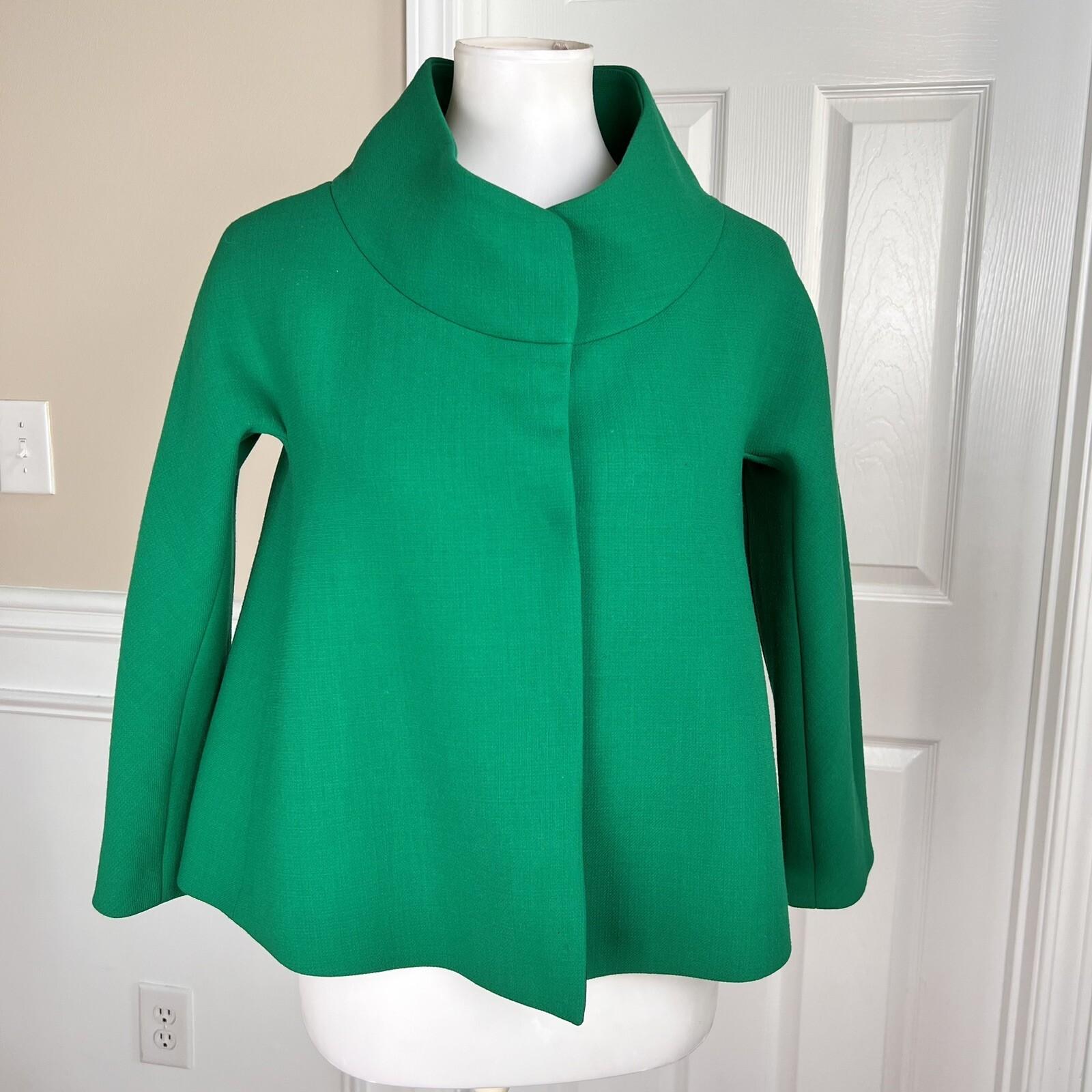 LAFAYETTE 148 NY Women Green Virgin Wool Stand Up Collar Cape Size P