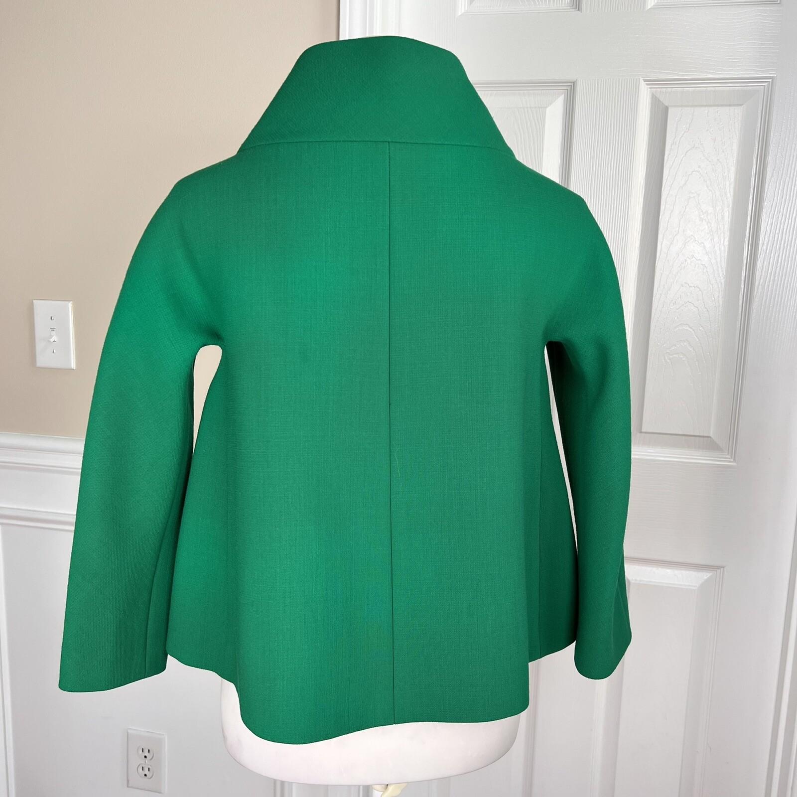 LAFAYETTE 148 NY Women Green Virgin Wool Stand Up Collar Cape Size P