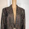 TERRAMINA Women 1PC Single Breasted Brown Gold Metallic Long Blazer Size 22