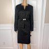 10-1852.jpg New ISABELLA 2PC Black Floral Polyester Cotton Spandex Lined Skirt Suit Size 14