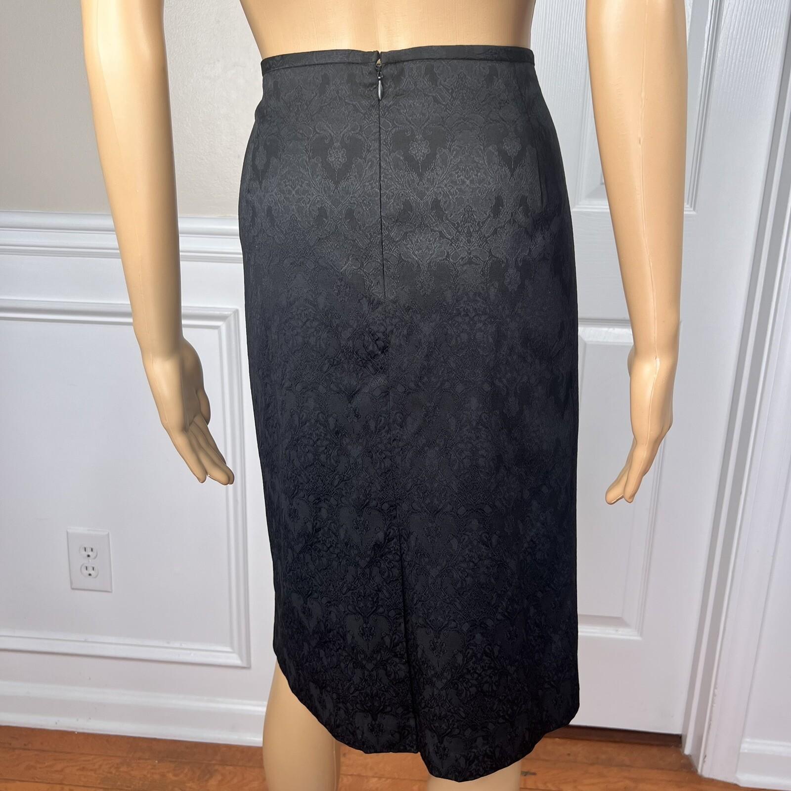 10-1855.jpg New ISABELLA 2PC Black Floral Polyester Cotton Spandex Lined Skirt Suit Size 14