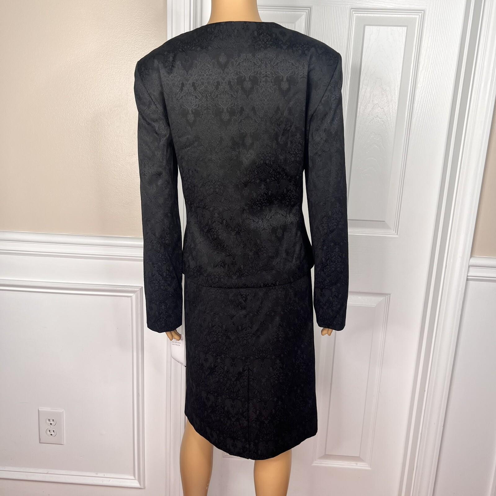 10-1856.jpg New ISABELLA 2PC Black Floral Polyester Cotton Spandex Lined Skirt Suit Size 14