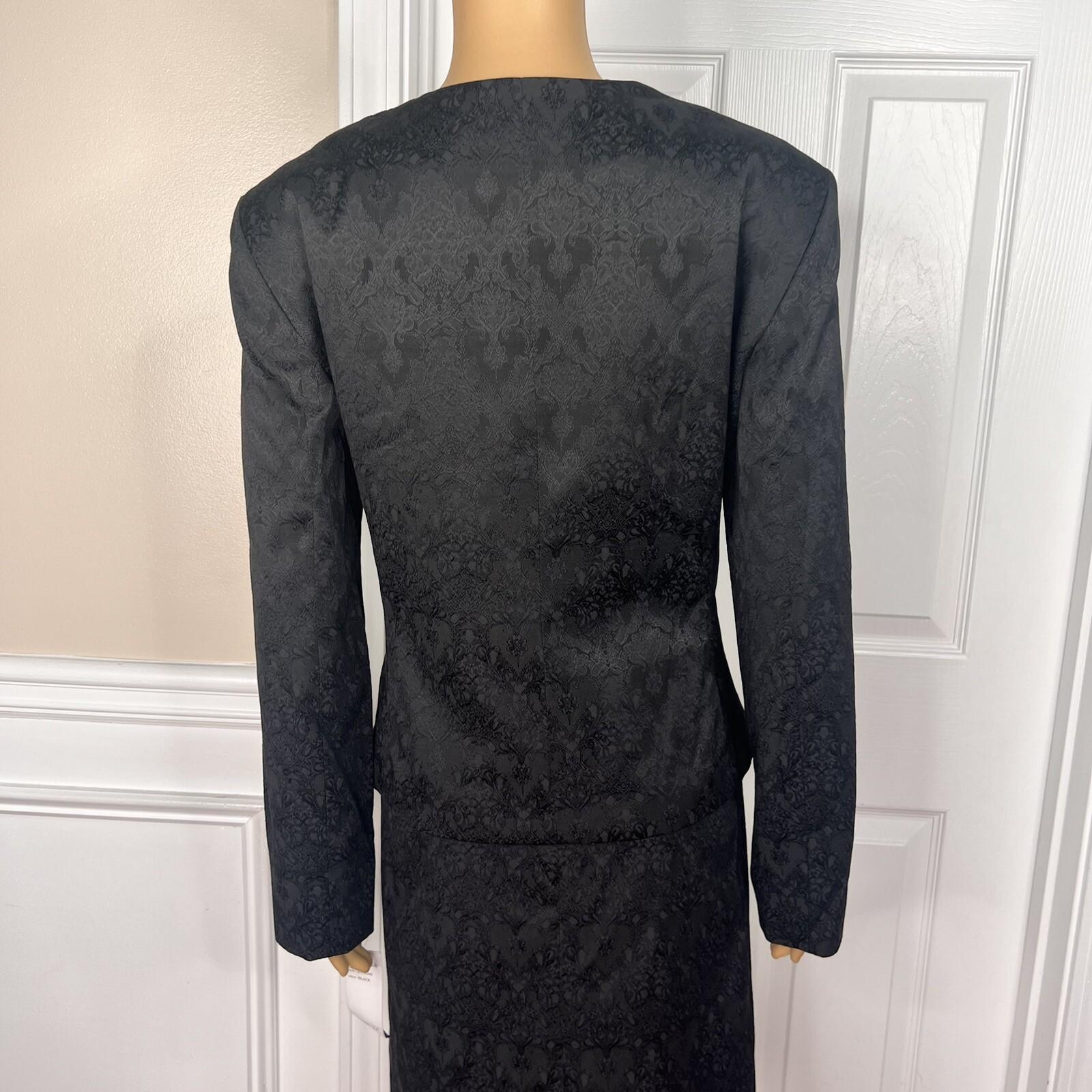 10-1857.jpg New ISABELLA 2PC Black Floral Polyester Cotton Spandex Lined Skirt Suit Size 14