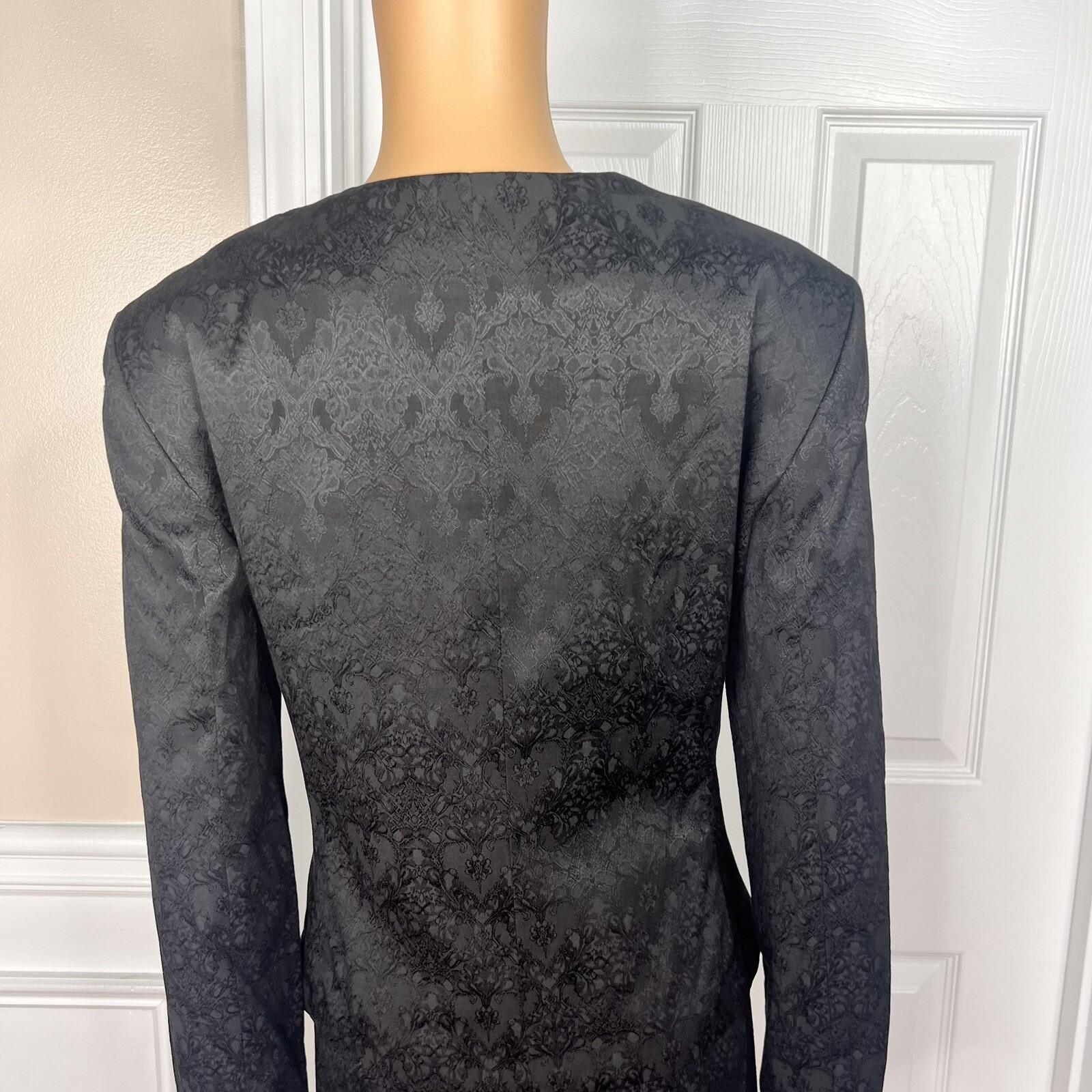 10-1858.jpg New ISABELLA 2PC Black Floral Polyester Cotton Spandex Lined Skirt Suit Size 14
