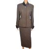 10-1860.jpg JONES NEW YORK Vintage 2PC Brown Faux Fur Stand Up Collar Skirt Suit Size 6
